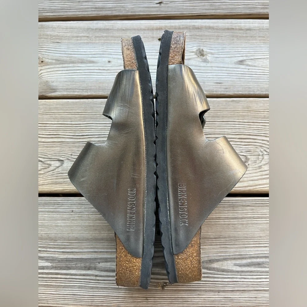 Birkenstock Arizona Soft Footbed Leather - Metallic Anthracite Sz 40 (M7 W9)